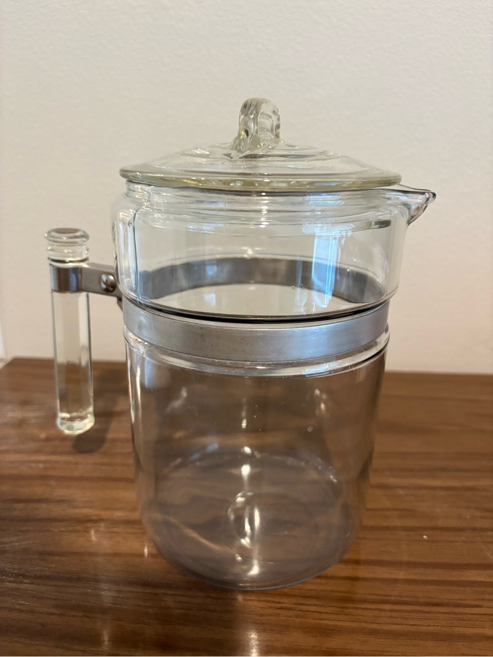 Vintage Blue Flameware Pyrex 6 Cup 7826-B Percolator Coffee Pot w Lid + Handle
